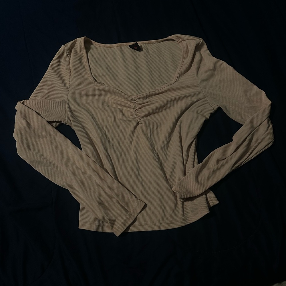Elegant Baby Pink Long Sleeve Top